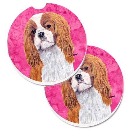 Carolines Treasures Pink Cavalier Spaniel Set of 2 Cup Holder Car Coaster SC9118PKCARC